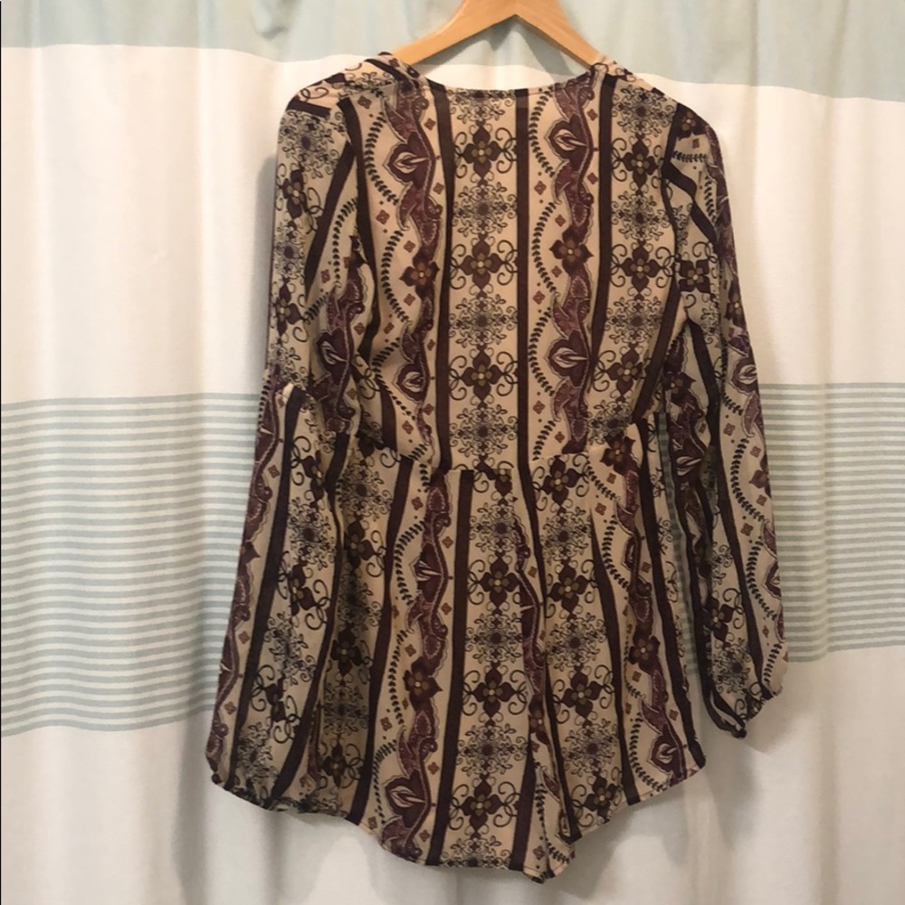 Patterned Long-Sleeve Romper